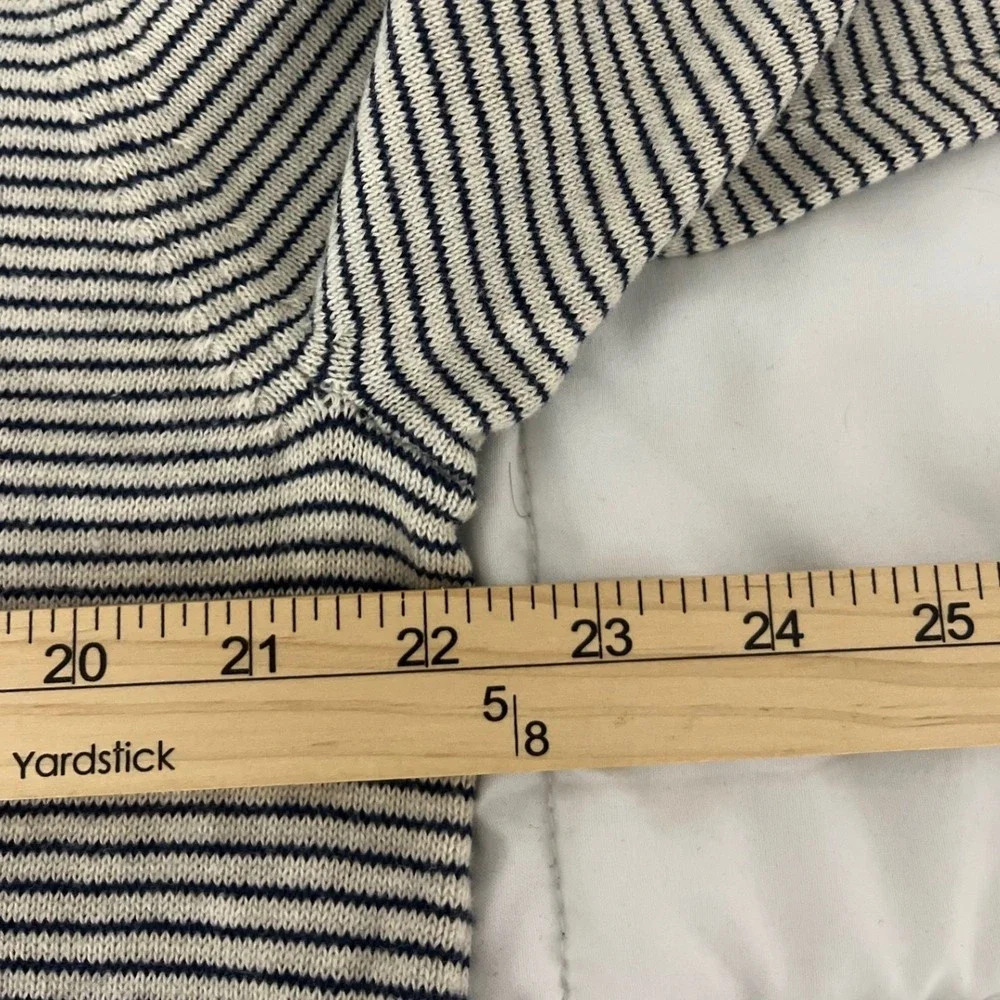 J Crew Mens Striped Crewneck Sweater‎ XL Beige Navy Cotton V-Neck - Picture 6 of 8